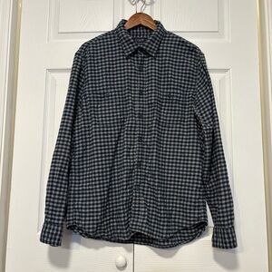 J. Crew XL Men’s Flannel shirt navy gingham plaid soft cotton |retail line